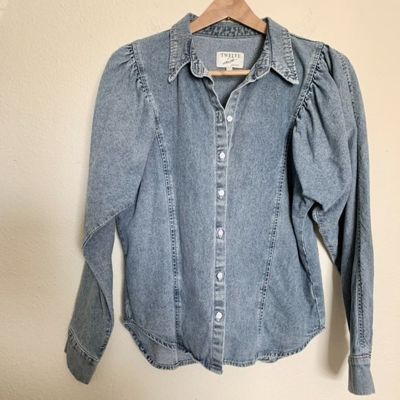 Twelve by On Twelfth Denim Button Down Top - Picture 2 of 10